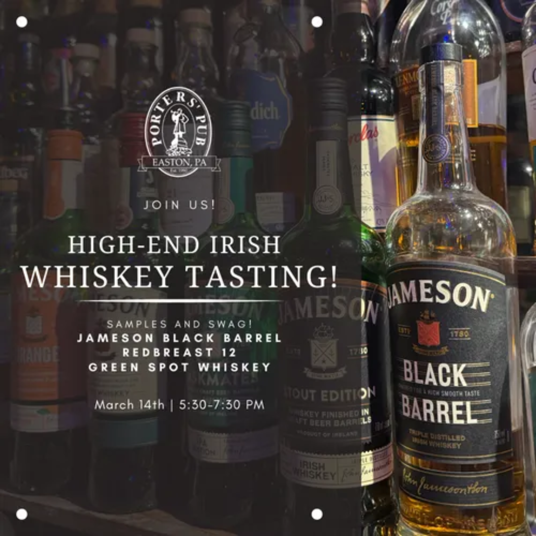 Jameson High-End Whiskey Tasting - Porter's Pub & Restaurant