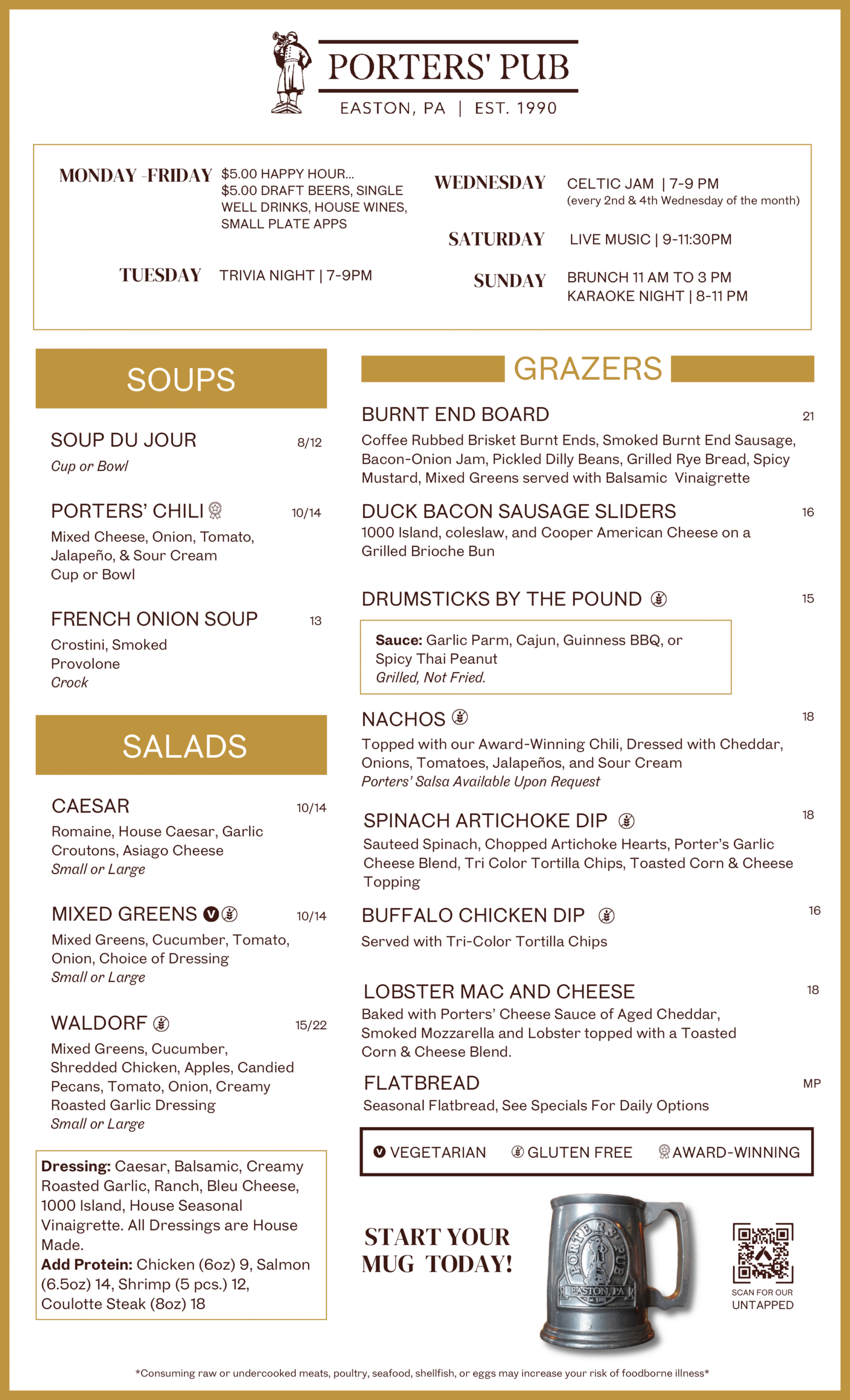 Fall 2025 Porters' Menu